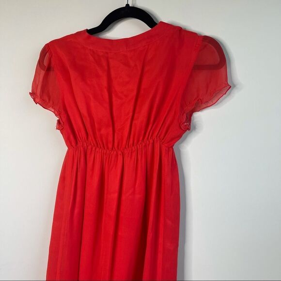 Joie red silk babydoll‎ dress size XS y2k valentine - Picture 4 of 4
